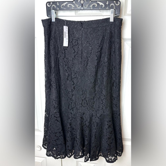 New J.CREW Tall Black Lace Trumpet Skirt Midi Holiday Cocktail Party Work Long - Picture 6 of 12